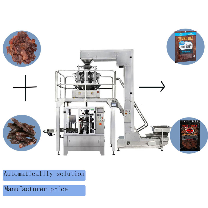 Zip Lock Premade Bag Packaging Machine For Beef Jerky Dried Meat